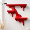 Modern Home Decor Three Layer Wall Mounted Storage Rack, PLA Melting Fluid Design Floating Shelf, Artistic Space Saving Mount Molding Display