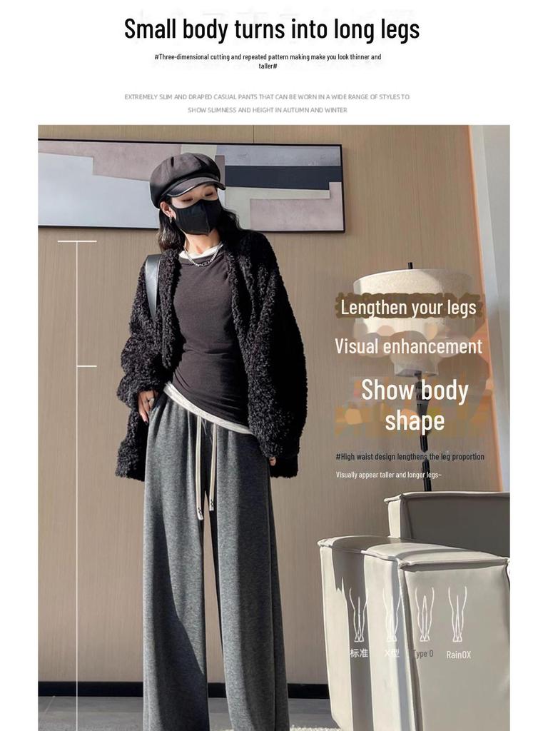 Женские широкие бежевые теплые брюки на бархатной подкладке