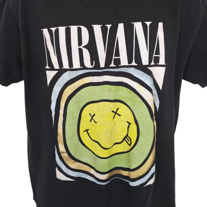 Футболка Nirvana 100% Хлопок Мужские Футболки Топ Мужской Размер Большой Черный Ретро 90-е Гранж Курт Кобей Футболка Группы