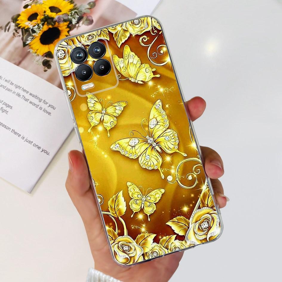 Чехол для Realme 8 Pro Модный Цветок Сердце Мягкий Силикон Прозрачная Крышка Для Realme 8 5G RMX3241 Funda на Realme8 RMX3085 Coque
