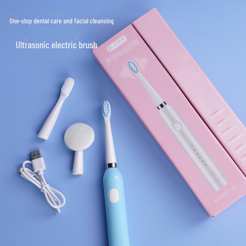 Электрическая силиконовая зубная щетка и щетка для лица с зарядкой от USB - устройство «все в одном»