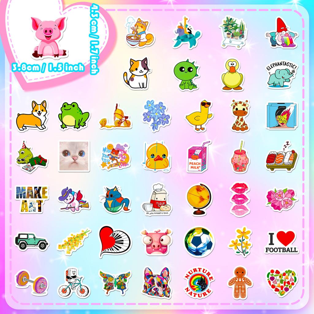 100 Small Size 4cm Globe Mix and Match Stickers Ebay Cute Cartoon Fresh Head