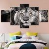 Black and White Lion with Orange Eyes Wall Art Canvas Set Printed Paintings on Canvas Modular Living Room Decoration Home Decor