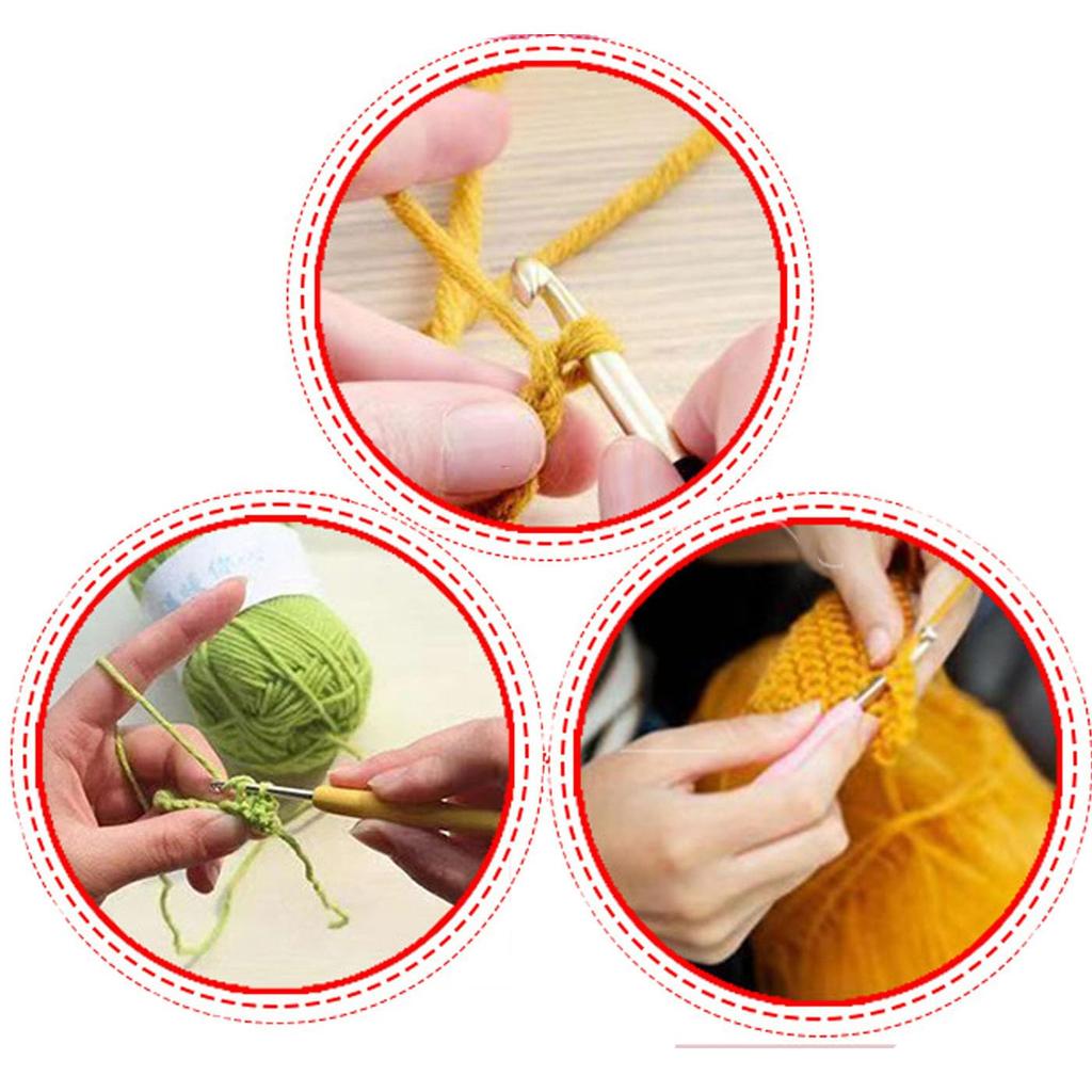 Mirhua Crochet Hooks, 5-Piece Set, Practical for DIY Sweaters, Crafts, and Hand Knitting, Double Hook, Elastic Material