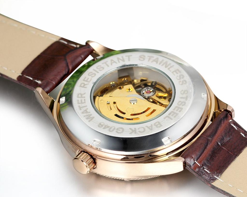 JewelryWe Watch Leather Strap Classic Simple Roman Numeral Christmas Day Gift Men's Watch, Mechanical, Valentine's