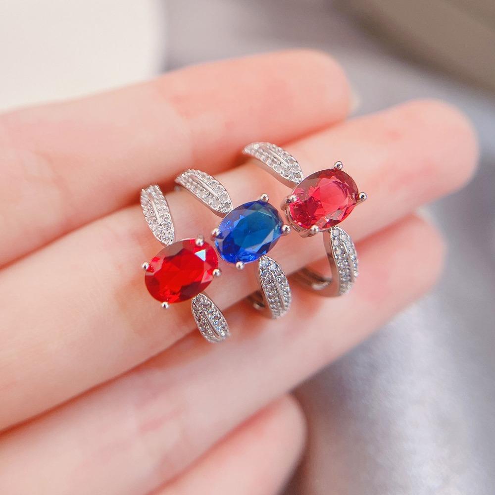 Open Ring London Blue Topaz Pink Tourmaline Gemstone Queen Star Light Adjustable Fashion Jewelry