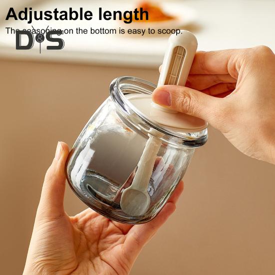 Герметичные стеклянные банки для специй с выдвижной ложкой, герметичные и влагонепроницаемые контейнеры для хранения трав, соли, перца, компактные кухонные органайзеры для