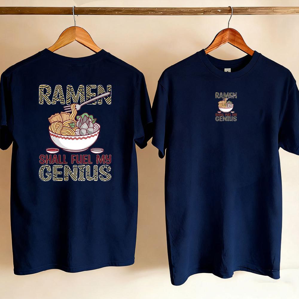 Funny RaUnisex Shirt Foodie Gift for Noodle Lover Novelty Short Sleeve Crew Neck Relaxed Fit Cartoon Illustration Unisex Clothing Tops