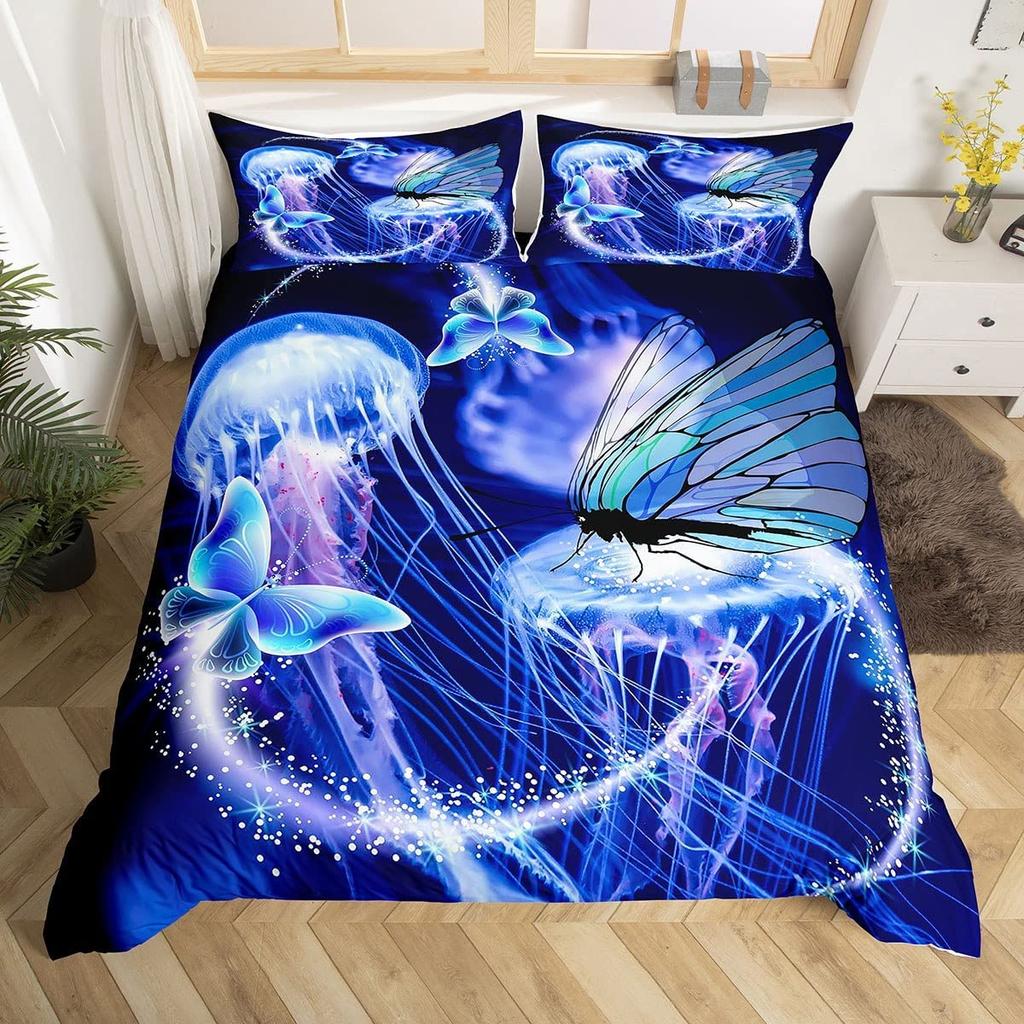 Комплект пододеяльника с бабочками Размер Твин Кинг Романтический розовый цветочный комплект постельного белья Микрофибра Галактика Пододеяльник Для комнаты девушки женщины