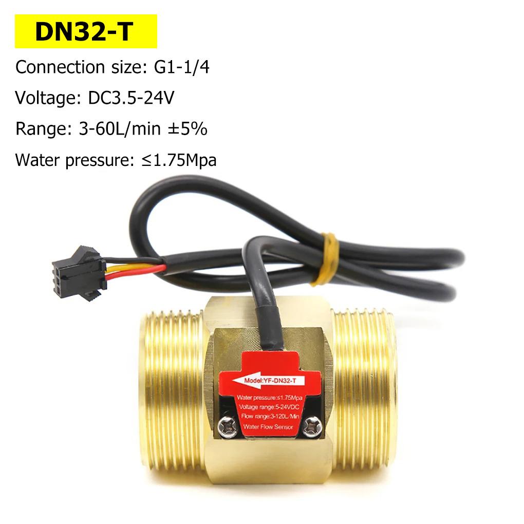 Hall Water Flow Sensor G1/2 G3/4 G1 Brass Flow Meter Electromagnetic Pulse Signal Output Liquid Flow Rate Sensor Indicator