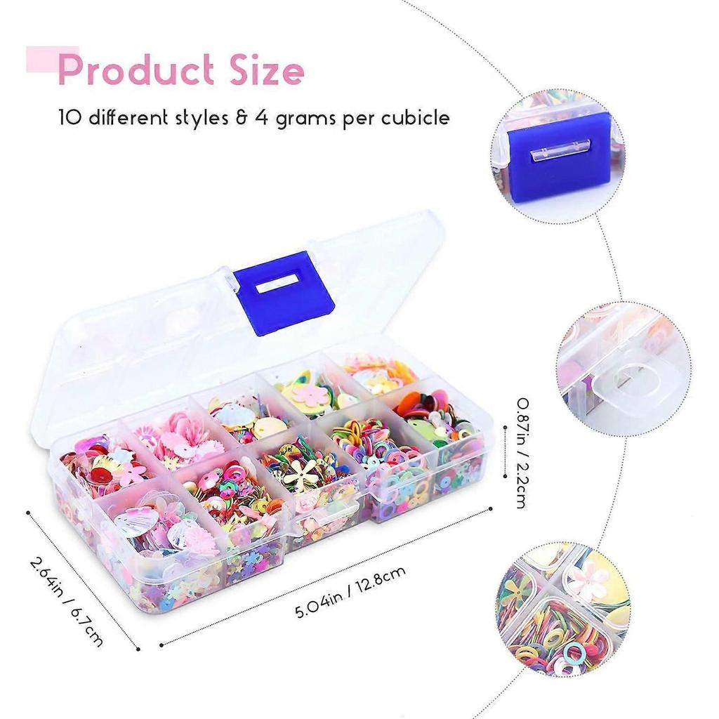 1 Box of Sequins and Spangles for Crafts, Multi Color Sequin Kids Art Sequins