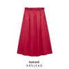 Spring 2025 Women's European & American Style Pleated Cotton Blend A-line Midi Skirt