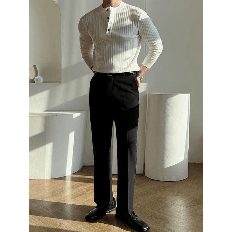 Мужская модная вязаная одежда с длинным рукавом в стиле хенли для мышечного фитнеса, весна и осень