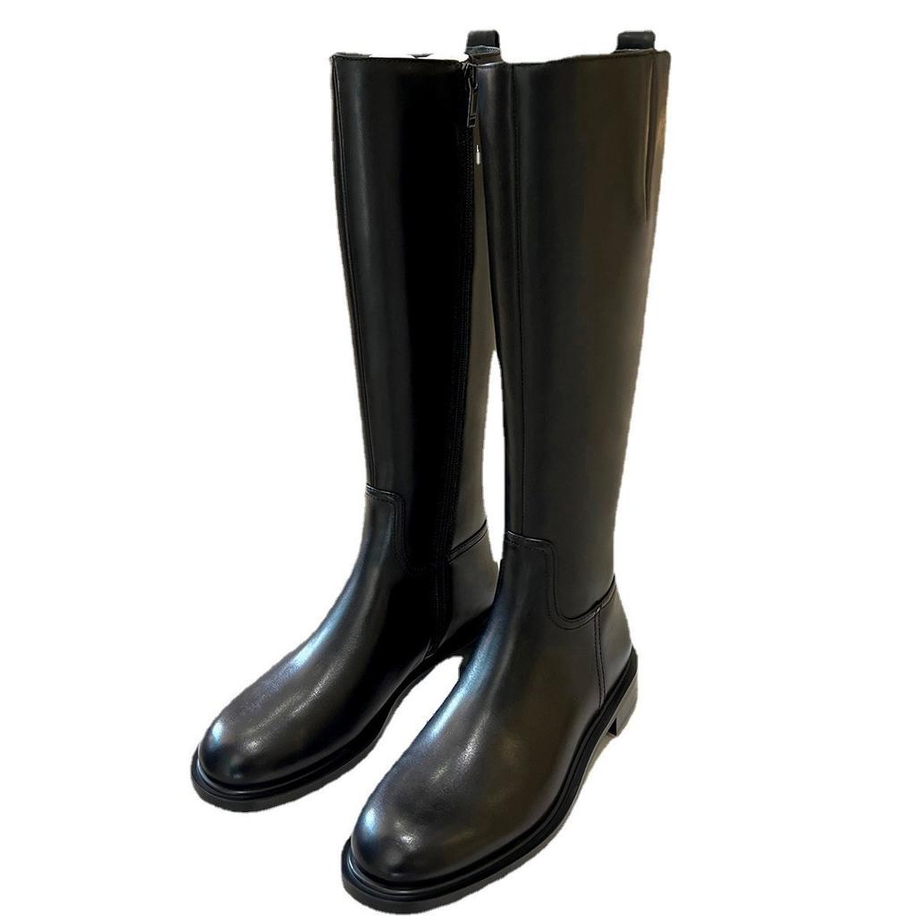 Версия из коровьей кожи~ Виноградная мать, те же высокие сапоги, женские рыцарские сапоги, натуральная кожа, низкий толстый каблук, толстая подошва, боковая молния, высокие сапоги.