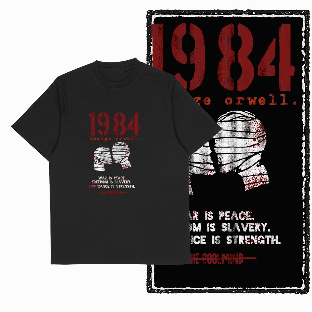 Coolmind X0019 Хлопок большой размер принт 1984 эксклюзивная графика унисекс футболка свободная с круглым вырезом унисекс футболка повседневная футболка для унисекс футболок
