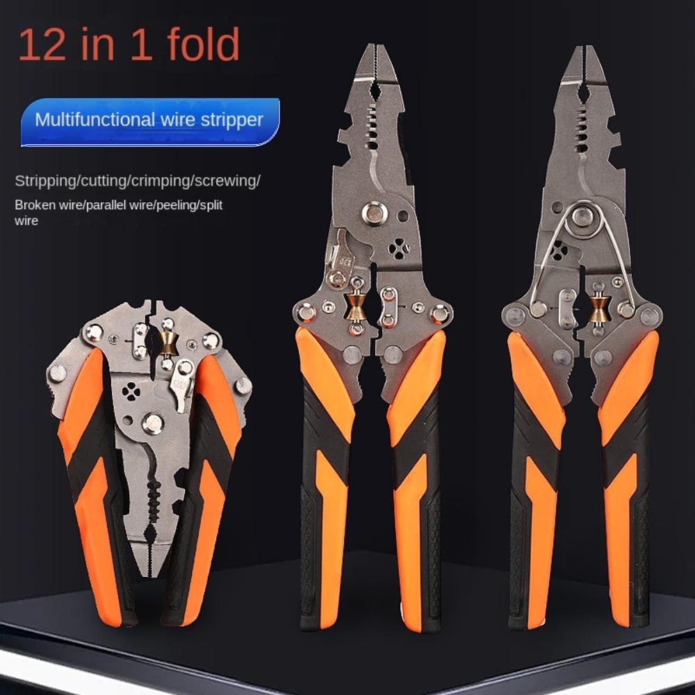 Клещи для зачистки проводов из высокоуглеродистой стали, складной инструмент для зачистки проводов 12 в 1, нескользящие, удобные клещи для электрика