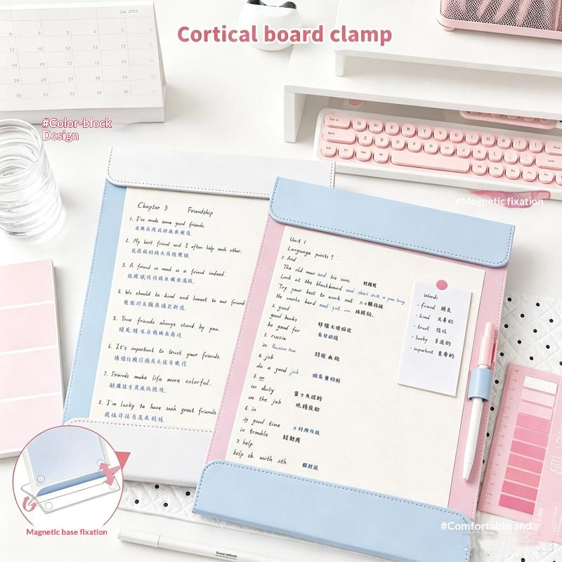 1Pc A4 PU Leather Clipboard Magnetic Buckle Wear Resistant Surface for Architect Site Drawing Design Draft Board
