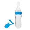 90ml Silicone Baby Toddler Feeding Bottle with Spoon Fresh Food Cereal Squeeze FeederBlue