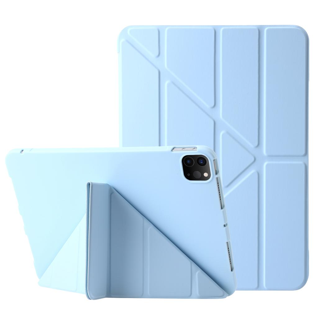 Для iPad Про 11 (2025)/11 (2024) Чехол-подставка Оригами из ПУ кожи+силиконовая накладка с функцией автозасыпания/пробуждения