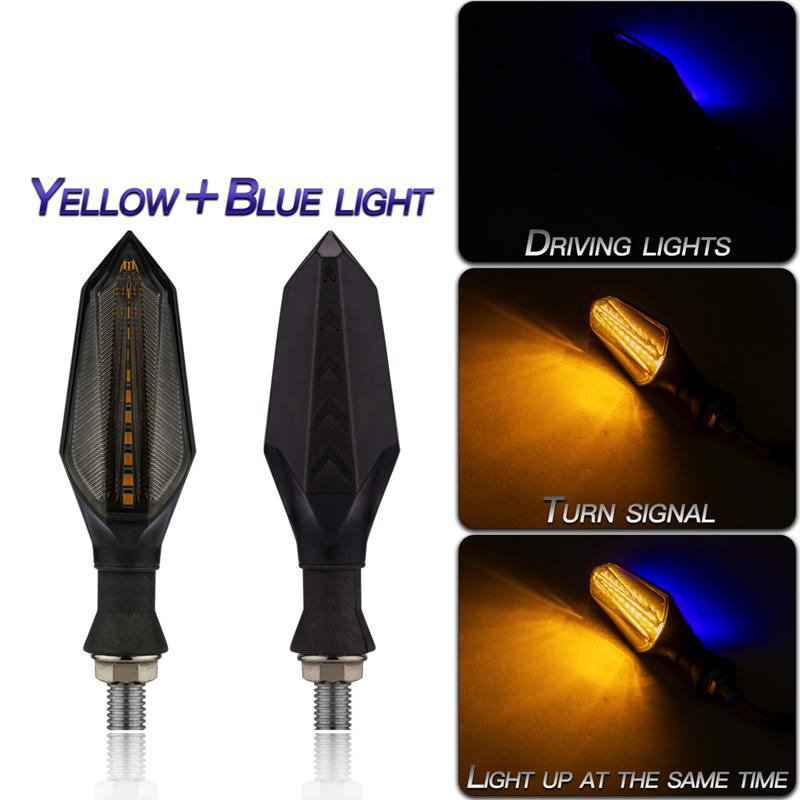 17LED Motorcycle Turn Signal Lamp Sequential Flowing Flash Indicator Lights Amber Running Light Arrow Turn Signals Lamps