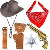 Аксессуары для ковбойского костюма Ковбойская шляпа Бандана Игрушечные пистолеты с кобурой на поясе Ковбойский набор для Хэллоуина Нарядный шестипредметный набор
