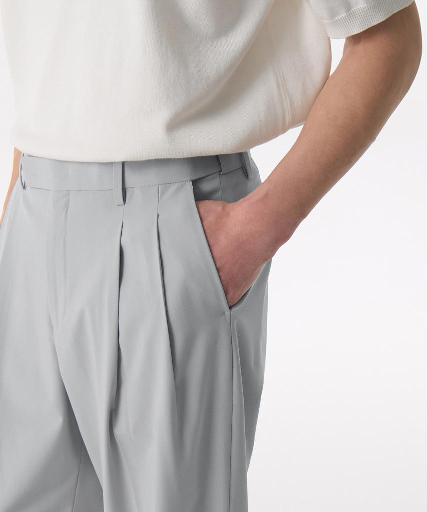MUSINSA STANDARD [Cooltandard] Real Wide Hidden Banding Slacks [Light Gray]