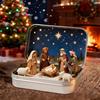 Miniature Christmas Nativity Set In A Tin Box Handcrafted Pocket Nativity Scene Gift Small Religiou Holy Family Ornament for Desk Shelf Travel Decor