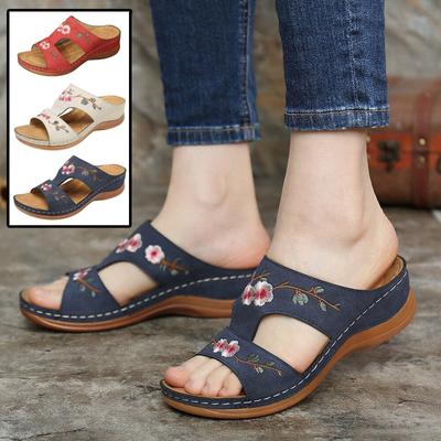 Летние цветы, повседневные сандалии на плоской подошве с круглым носком, однотонные сандалии на плоской подошве