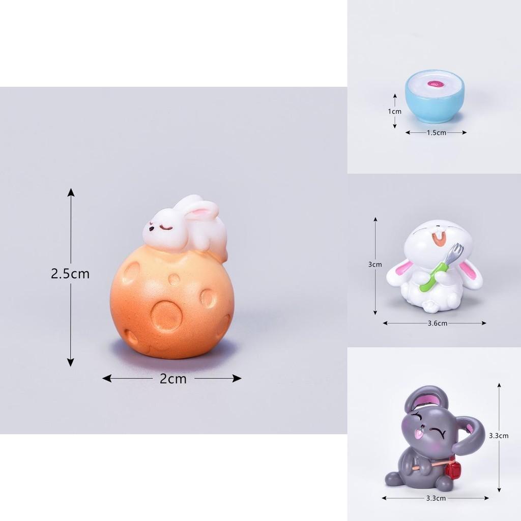 Playful Resin Rabbit Eat Mooncake Micro Landscape Decor Enhancing Festive Seasonal Displays