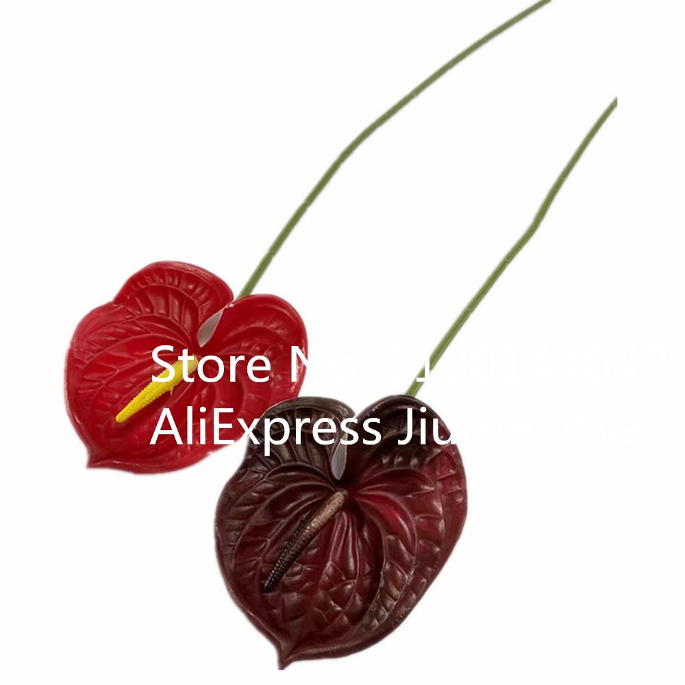 8 шт. Искусственная ветка цветка антуриума, одиночная головка Anthurium Andreanum Dakota, стебель для свадебной вечеринки, настольное цветочное украшение