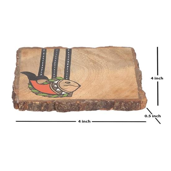 Подставки для рыбы Madhubani высотой 10,16 см для офиса из дерева манго Набор из 4 подставок для чая для обеденного стола для дома Подставки для чашек Подставки для стаканов