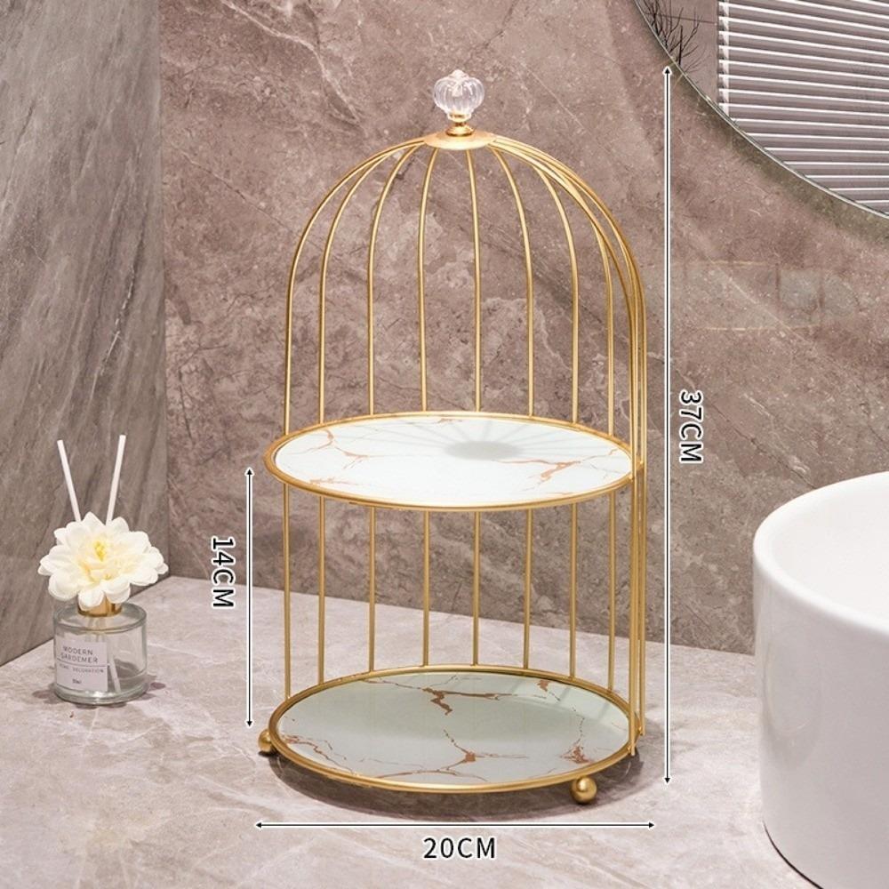 Косметическая полка из кованого железа, большая вместимость, держатель в виде птичьей клетки, современная полка для хранения макияжа, стеллаж для хранения