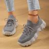 Женская повседневная обувь унисекс для ходьбы, бега, спортивная обувь, дышащие трикотажные сетчатые кроссовки, модные носки на толстой подошве и платформе