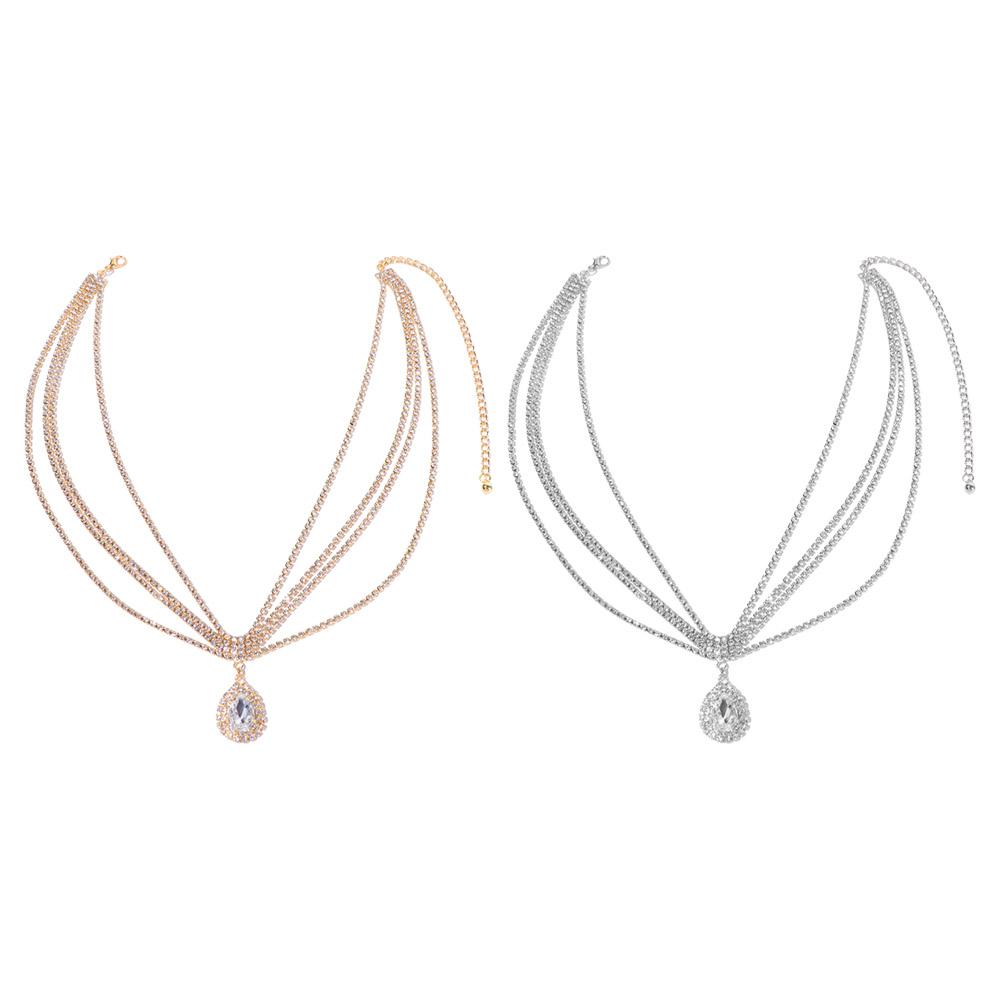 Water Drop Rhinestone Head Chain Headwear Boho Headband Luxury Forehead Chain  Wedding