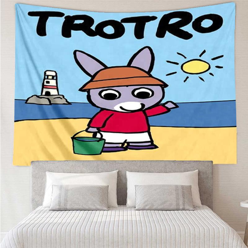 Trotro Print Tapestry, Backdrop, Easy Setup, Ideal for Bedroom, Office & Living Room, with Aesthetic Wall Hanging Decor.