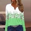 Жен. Футболка Футболка Пуговицы Цветочный принт Длинный рукав Повседневные Выходные Мода Классический Классический V-образный вырез Обычный Топ