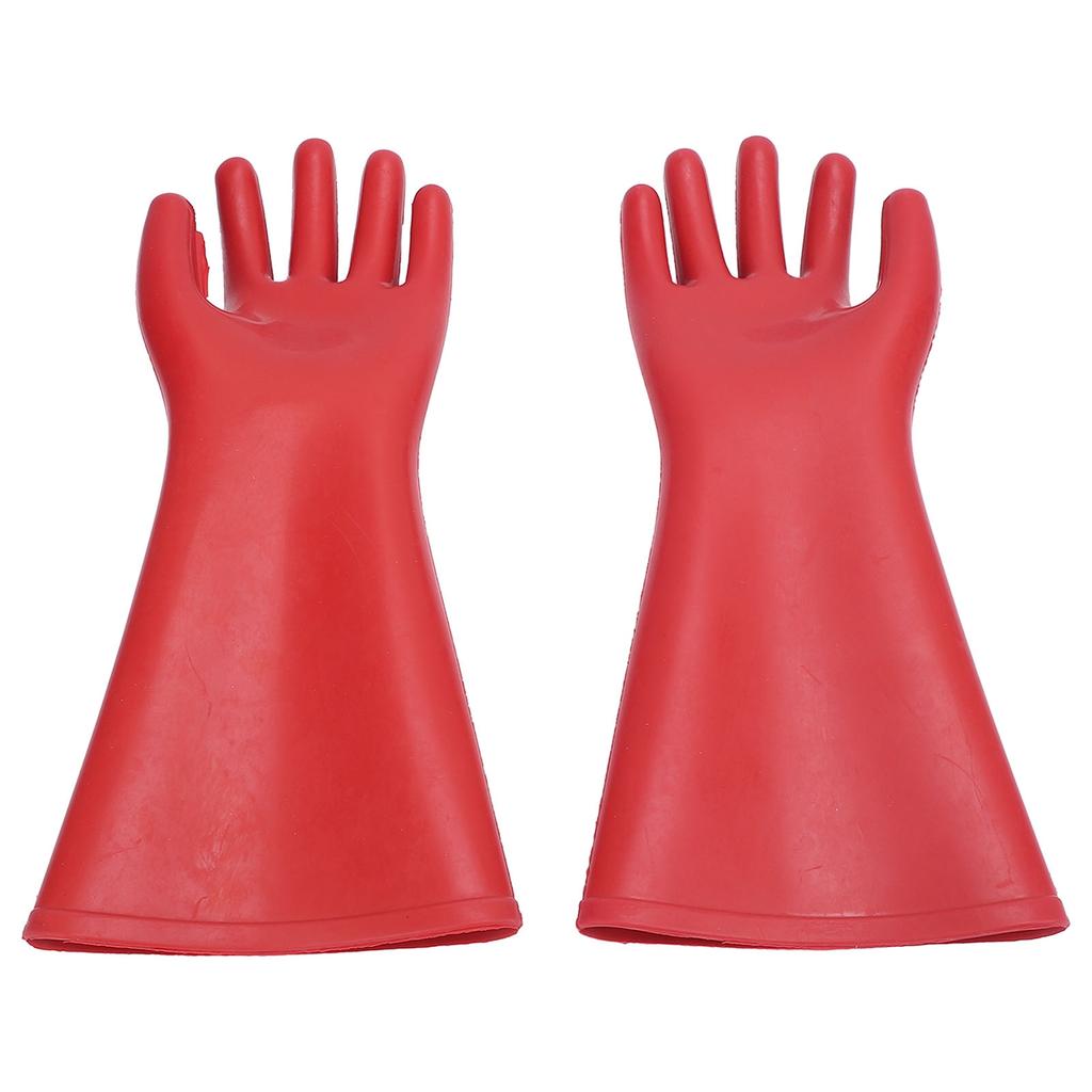 2 Pcs Electrical Insulated Gloves Red Rubber 12kv High Voltage Resistant Anti Cutting Piercing Elect