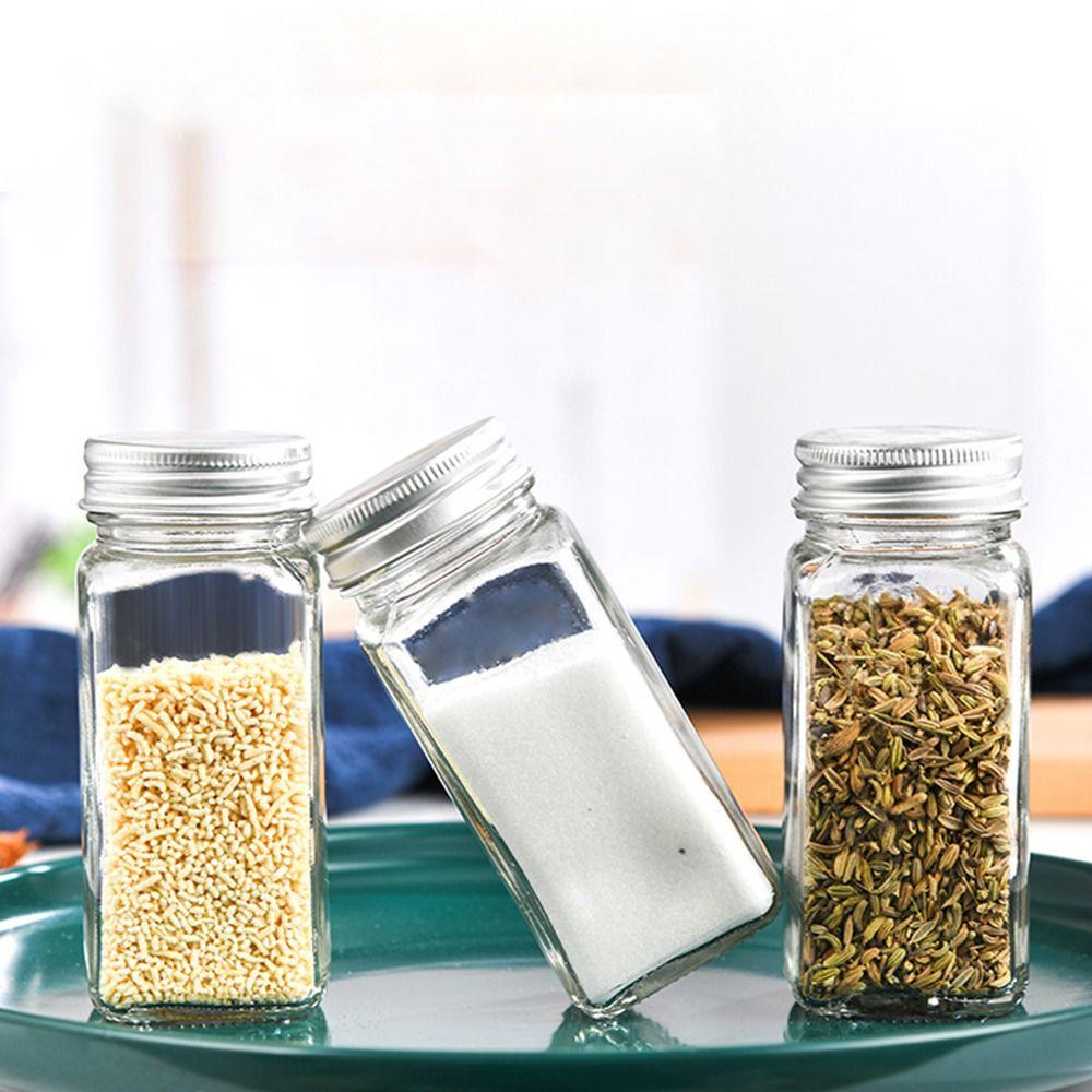 Прозрачная емкость для хранения Стеклянная бутылка для хранения с крышками из акации Квадратная банка для специй