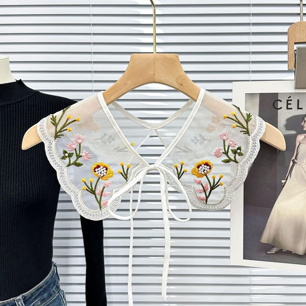 Clothing Accessories Women's Lace Collar Flower Sweet Tied Cloak Fake False Collars Lace Up Shawl