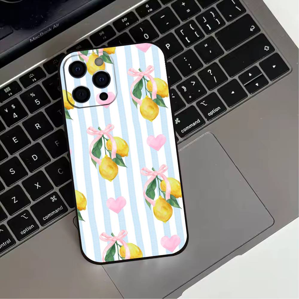 Средиземноморский Лимон Фрукт арт Чехол для Телефона Для iPhone 17,16,15,14,13,12,11 Plus,Pro Max,XS,Мягкий Силикон Черный Чехол