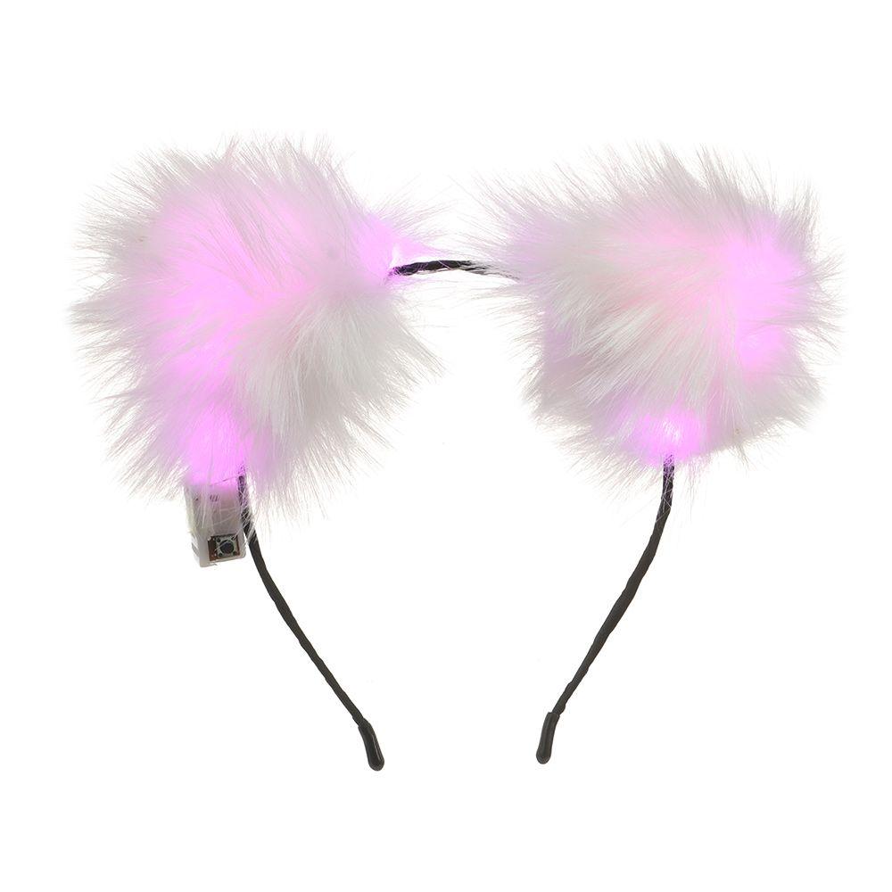 With LED Light Masquerade Cat Ear Headband Cosplay Headwear Fancy Dress Hairband Hair Accessories