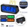 Car LCD Thermometer Clock - Digital Temperature Humidity Monitor with 3 Colors Display (Blue/Orange/Green)