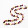 Round 8mm South Sea Gold Rose Red Brown Multicolor Shell Pearl Necklace Women Jewelry Making Design Rope Chain Neck Wear 18INCH