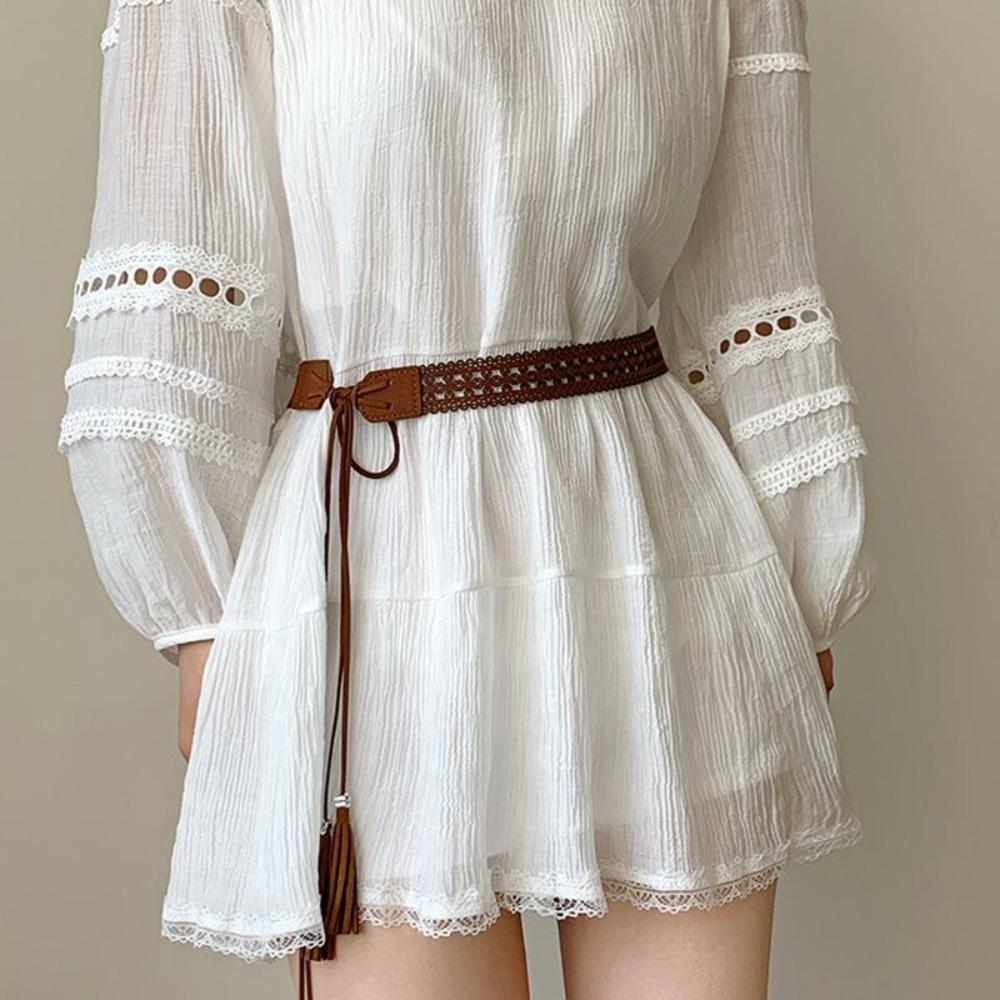 Bohemian Waist Belts Hemp Rope Knotted Dress Shirt Girdle Long Tassel Braided Belt For Women Lady