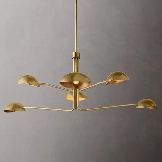 Handmade Black & Antique Brass Sputnik Chandelier – Mid Century Italian Lighting Fixture
