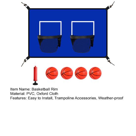Баскетбольное кольцо для батута Крепление для батута для помещений и улицы Двойное баскетбольное кольцо с 4 мячами Насос Баскетбольная корзина для батута Игровые аксессуары