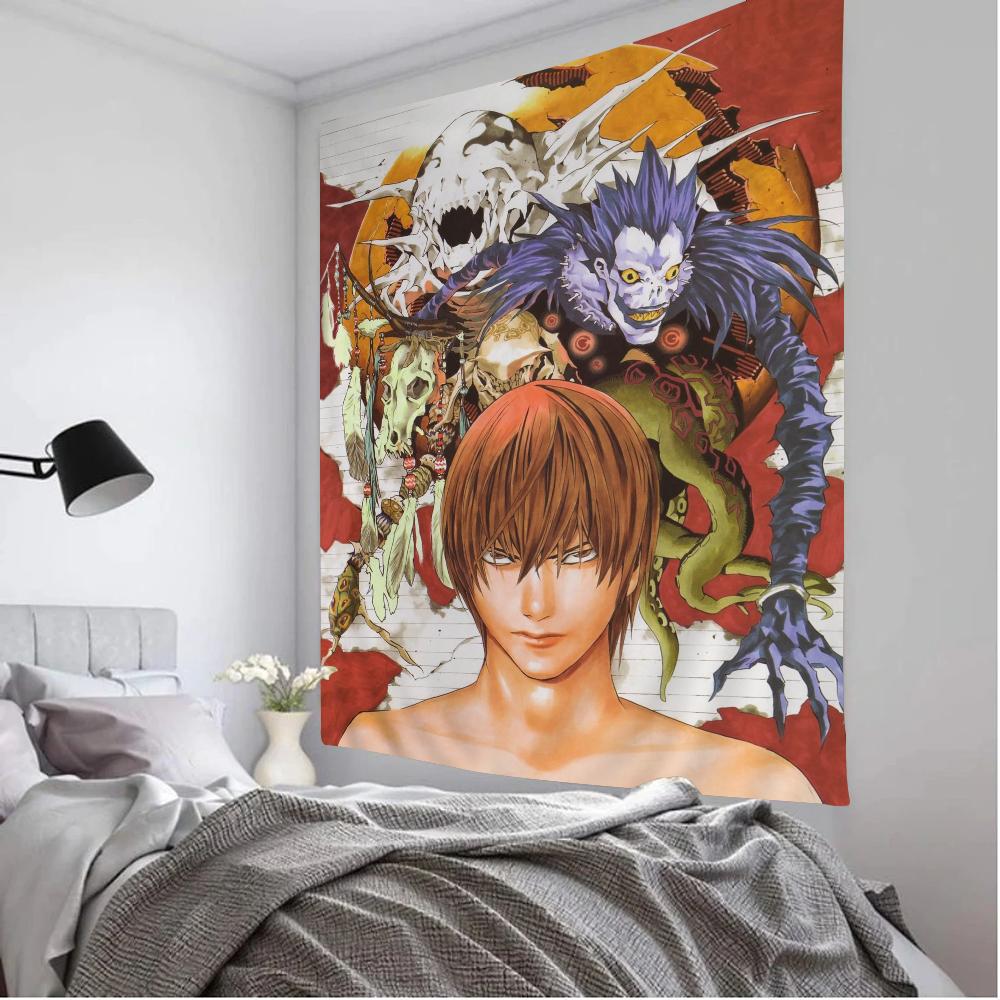 Death Note Tapestry Print Large Wall Art SciFi Living Room Home Decor Blanket for Bedroom Dorm Wall Hanging Design