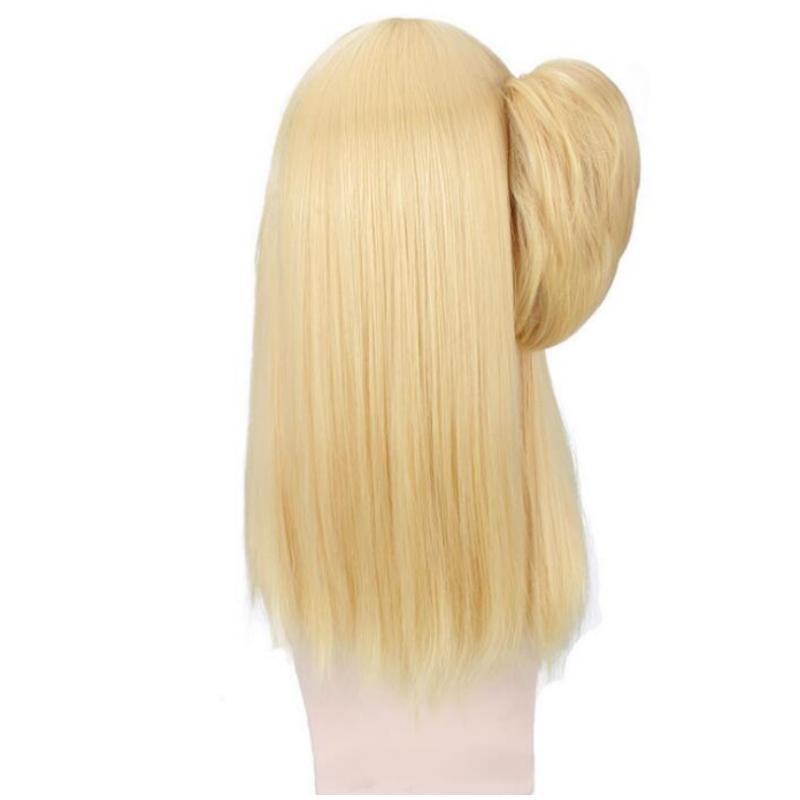 Длинный прямой парик 45 см, аниме Fairy Tail Люси Хартфилия, золотой костюм, термостойкие синтетические волосы, женские парики для косплея