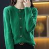 Women's Round Neck Knitted Cardigan for Autumn and Winter Jacquard Single Breasted Sweater for Women
