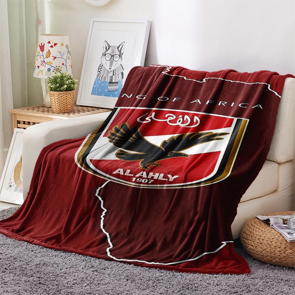 1PC Alahly Print Flannel Blanket, High quality All Seasons, Home Decor, Warmth and Comfort, Perfect for Christmas Gifts